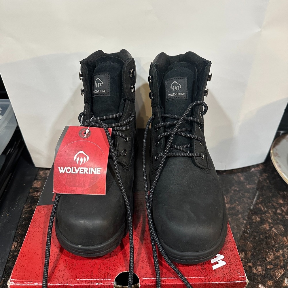 Wolverine Carlsbad Mens 9 Steel Toe Work Boots Black Leather Waterproof W231124